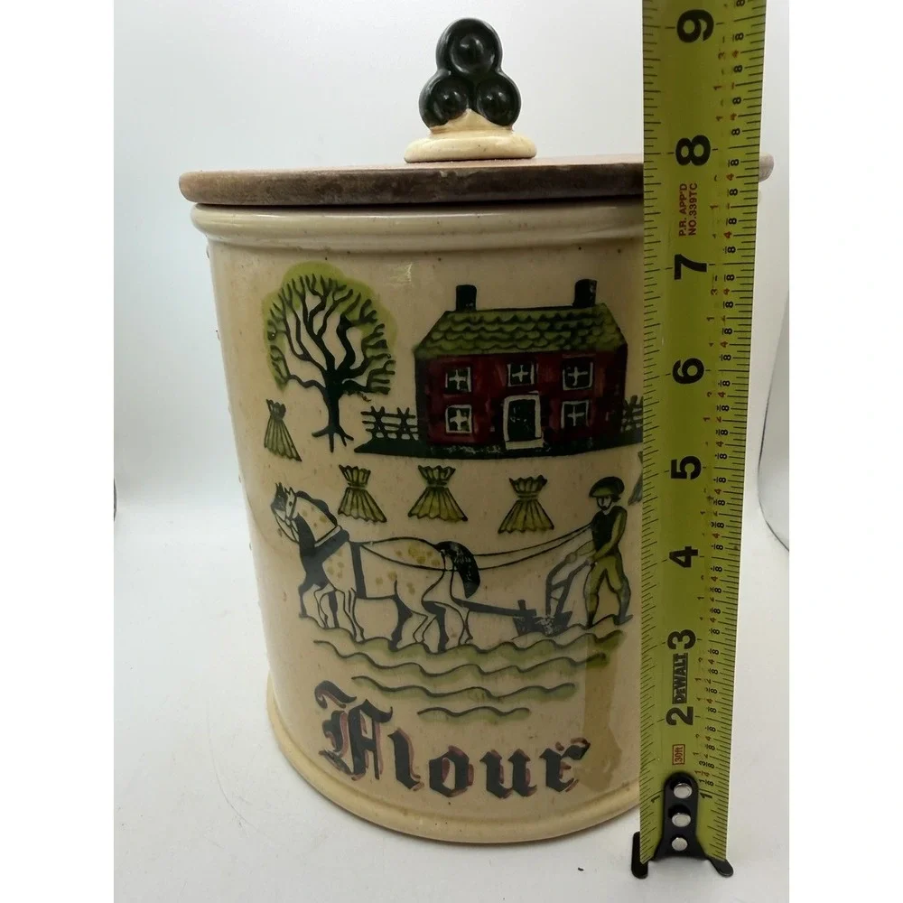 Metlox Poppytrail Homestead Provincial Flour Canister Wood Lid Farmhouse USA